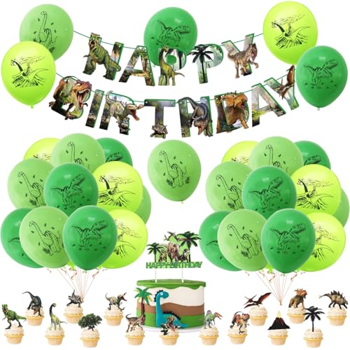 44 Stück Dino Geburtstag Deko Set,Dino Kindergeburtstag Ballons, Dinosaurier Geburtstagsbanner,Dinosaurier Cupcake Topper,Kindergeburtstag Deko Dino von Sunshine smile