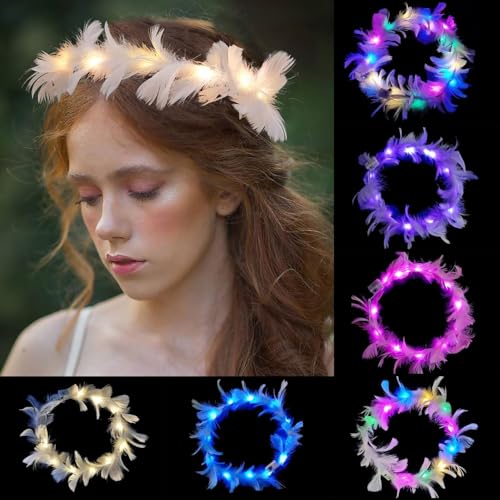 6 Pcs LED Haarreif,Haarkranz LED,Haarkranz Leuchtend,Haarkranz Leuchtend,Blumenkranz Leuchtend,LED Blumenkranz Haare für Damen und Kinder Geburtstag Weihnachten Halloween Fasching Party Hochzeit Dekor von Sunshine smile