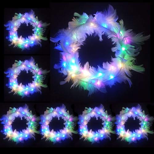 6 Pcs LED Haarreif,Haarkranz LED,Haarkranz Leuchtend,Haarkranz Leuchtend,Blumenkranz Leuchtend,LED Blumenkranz Haare für Damen und Kinder Geburtstag Weihnachten Halloween Fasching Party Hochzeit Dekor von Sunshine smile