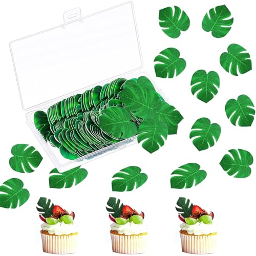 72 Stück Tortendeko Essbar,Dschungel Tortendeko,Oblatenpapier Palmblatt-Kuchen-Deckel,Essbare Tropische Schildkrötenblätter Cupcake Topper,Tropische Palmenblätter für Hawaiianische Party 72 Stück Tortendeko Essbar,Dschungel Tortendeko,Oblatenpapier Palmblatt-Kuchen-Deckel,Essbare Tropische Schildkrötenblätter Cupcake Topper,Tropische Palmenblätter für Hawaiianische Party von Sunshine smile