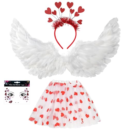 Sunshine smile Amor-Kostüm,Karneval Kostüme Amor Set,Engelflügel,Damen Kostüm,Valentinstag Herz Stirnband Pailletten,Cupid Flügel Kostüm, Herzchen Tutu,Romantische Amor Kostüm Accessoires Sunshine smile Amor-Kostüm,Karneval Kostüme Amor Set,Engelflügel,Damen Kostüm,Valentinstag Herz Stirnband Pailletten,Cupid Flügel Kostüm, Herzchen Tutu,Romantische Amor Kostüm Accessoires von Sunshine smile