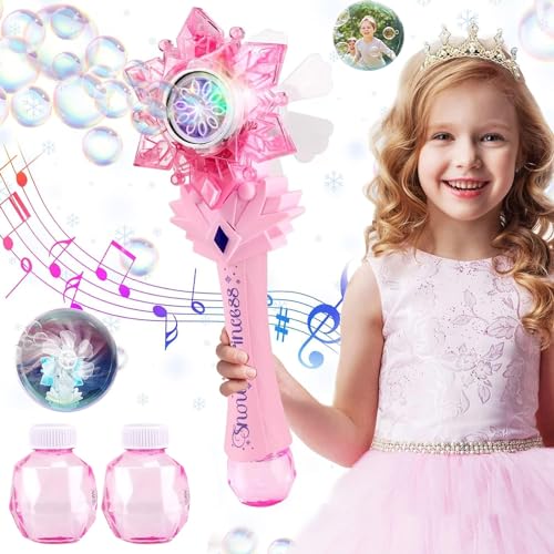 Bubble Machine,Zauberstab Seifenblasenmaschine mit Musik & Licht für Mädchen Kinder,Magic Wand Bubble mit Seifenblasen Flüssigkeit, Outdoor Bubble Toys für Partys Geburtstag,Zauberstab Kinder von Sunshine smile