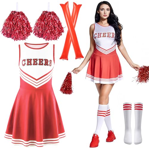 Cheerleader Kostüm Damen,Cheerleadering Outfit Mädchen,Kostüm Cheerleader,Kostüme für Erwachsene,Cheer Outfit Fasching Party Kostüm Kleid mit Pompoms Socken Inflatable Stick,Karneval,Mottoparty Cheerleader Kostüm Damen,Cheerleadering Outfit Mädchen,Kostüm Cheerleader,Kostüme für Erwachsene,Cheer Outfit Fasching Party Kostüm Kleid mit Pompoms Socken Inflatable Stick,Karneval,Mottoparty von Sunshine smile