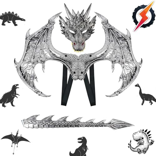 Drachenflügel,Halloween Drachen Maske,Drachen Cosplay Kostüm,Drachenmaske Kostüm Maskerade,Halloween Dinosaurier Cosplay,Drachen Kostüm für Kinder Jungen Mädchen Halloween Party Karneval Drachenflügel,Halloween Drachen Maske,Drachen Cosplay Kostüm,Drachenmaske Kostüm Maskerade,Halloween Dinosaurier Cosplay,Drachen Kostüm für Kinder Jungen Mädchen Halloween Party Karneval von Sunshine smile