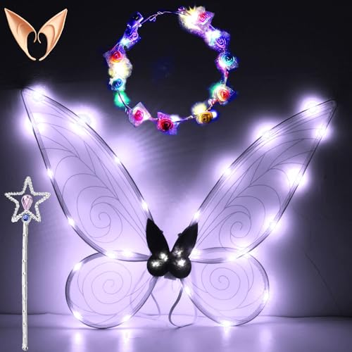 Feenflügel Leuchtend Erwachsene,LED Haarreif and Sterne Feenstäbe,Elfenflügel Damen,Led Flügel Kinder,Feenflügel Erwachsene,Schmetterlingsflügel Kinder,Flügel Kostüm für Fasching oder Feen-Mottopartys Feenflügel Leuchtend Erwachsene,LED Haarreif and Sterne Feenstäbe,Elfenflügel Damen,Led Flügel Kinder,Feenflügel Erwachsene,Schmetterlingsflügel Kinder,Flügel Kostüm für Fasching oder Feen-Mottopartys von Sunshine smile