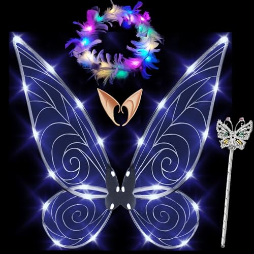 Feenflügel Leuchtend Erwachsene,LED Haarreif and Sterne Feenstäbe,Feenflügel Erwachsene,Elfenflügel Damen,Led Flügel Kinder,Schmetterlingsflügel Kinder,Mädchen Feenflügel Glitzernde Engelsflügel Feenflügel Leuchtend Erwachsene,LED Haarreif and Sterne Feenstäbe,Feenflügel Erwachsene,Elfenflügel Damen,Led Flügel Kinder,Schmetterlingsflügel Kinder,Mädchen Feenflügel Glitzernde Engelsflügel von Sunshine smile