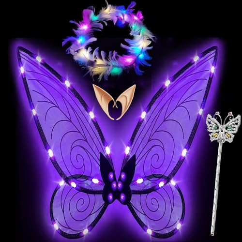 Feenflügel Leuchtend Erwachsene,LED Haarreif and Sterne Feenstäbe,Feenflügel Erwachsene,Elfenflügel Damen,Led Flügel Kinder,Schmetterlingsflügel Kinder,Mädchen Feenflügel Glitzernde Engelsflügel Feenflügel Leuchtend Erwachsene,LED Haarreif and Sterne Feenstäbe,Feenflügel Erwachsene,Elfenflügel Damen,Led Flügel Kinder,Schmetterlingsflügel Kinder,Mädchen Feenflügel Glitzernde Engelsflügel von Sunshine smile