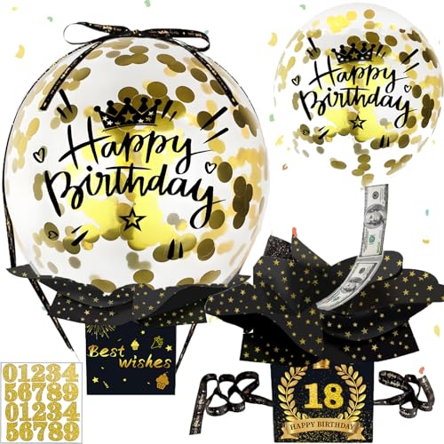 Geldgeschenke Geburtstag DIY Überraschungsbox mit Luftballons,Geldgeschenke Verpackung,Luftballon Pull Up Geburtstag Geldgeschenk,Geld Geschenkverpackung Überraschungsbox für Familie, Kinder, Freunde von Sunshine smile