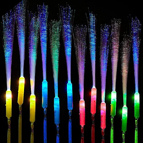 Glasfaser Leuchtstab,12PCS LED Leuchtwedel Multicolor,Leuchtstab mit Multicolor Licht,Leuchtstäbe für Konzerte LED,Leuchtstäbe Bunte,Leuchtstab Leuchten im Dunkeln,Leuchtstab Leuchtet in Vielen Farben von Sunshine smile