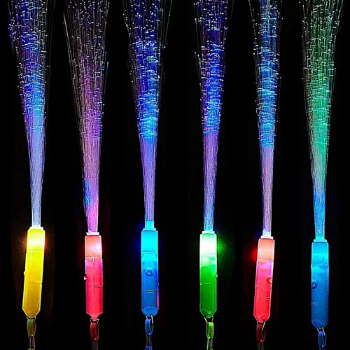 Glasfaser Leuchtstab,6PCS LED Leuchtwedel Multicolor,Leuchtstab mit Multicolor Licht,Leuchtstäbe für Konzerte LED,Leuchtstäbe Bunte,Leuchtstab Leuchten im Dunkeln,Leuchtstab Leuchtet in Vielen Farben von Sunshine smile