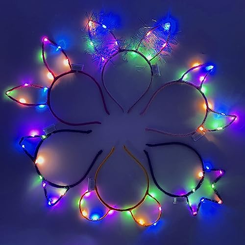 Haarreifen Blinkend,LED Haarreif Party,Leuchtende Stirnband,Stirnband Leuchtend für Mädchen,Festival Beleuchtete Stirnbänder,LED leuchtende katzenohren-stirnbänder für Hochzeit,Festival und Party von Sunshine smile