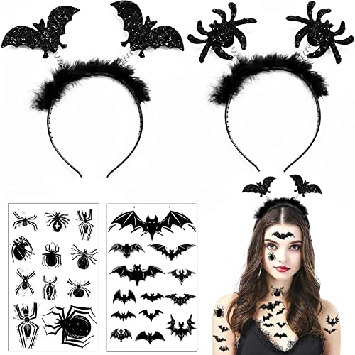 Halloween Haarreif, 2 Stücke Halloween Haarschmuck mit 2 Halloween Aufkleber, Halloween Haarreif Damen, Spinnen Haarschmuck, Halloween Kopfschmuck, für Halloween Abschlussball Karneval Kostüm Party Halloween Haarreif, 2 Stücke Halloween Haarschmuck mit 2 Halloween Aufkleber, Halloween Haarreif Damen, Spinnen Haarschmuck, Halloween Kopfschmuck, für Halloween Abschlussball Karneval Kostüm Party von Sunshine smile