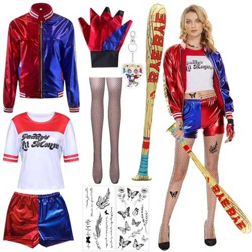 Harley Quinn Cosplay Kostüme,Harley Quinn Kostüm Damen,Suicide Squad Kostüm,Mädchen Bösewicht Kostüm Kit,Harley Quinn Kostüm für Erwachsene und Kinder,Halyquin Kostüm für Halloween Karneval Cosplay Harley Quinn Cosplay Kostüme,Harley Quinn Kostüm Damen,Suicide Squad Kostüm,Mädchen Bösewicht Kostüm Kit,Harley Quinn Kostüm für Erwachsene und Kinder,Halyquin Kostüm für Halloween Karneval Cosplay von Sunshine smile