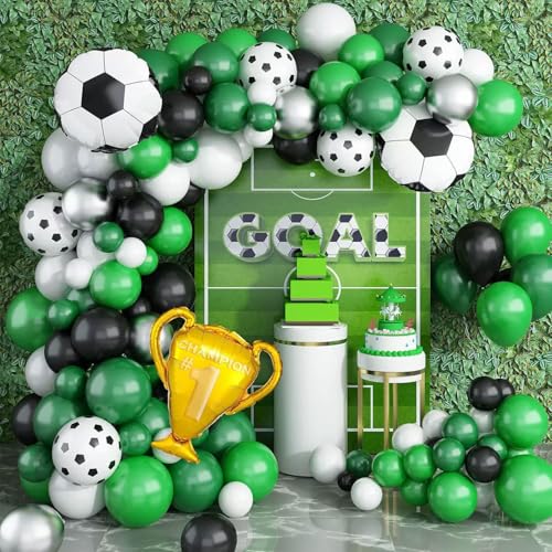 Fussball Luftballon Geburtstag,101 Stück Fussball Geburtstag Deko,Fußball Ballonbogen Set,Fußball Folienballon Champion Trophäe Ballon Set für Fussball Party Kindergeburtstag Fussball Luftballon Geburtstag,101 Stück Fussball Geburtstag Deko,Fußball Ballonbogen Set,Fußball Folienballon Champion Trophäe Ballon Set für Fussball Party Kindergeburtstag von Sunshine smile