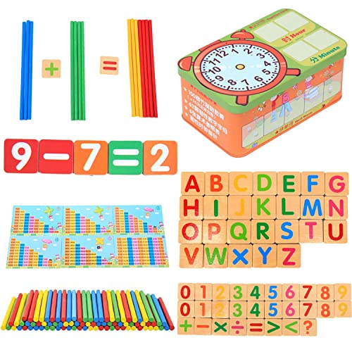 Sunshine smile Montessori Mathe Spielzeug,Mathematisches Spielzeug Holz,Mathe Spielzeug Rechenstäbchen,Zahlenlernspiel, Pädagogisches Mathe-Spielzeug für Kinder 3 4 5 von Sunshine smile