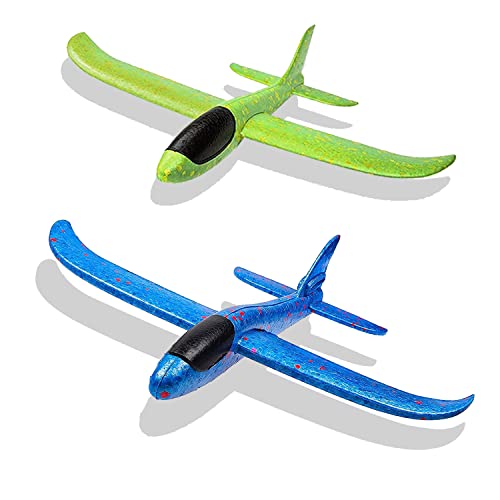2 Stück Styroporflieger, Manuelles Werfen Segelflugzeug, Schaum Flugzeug Spielzeug, Kinder Modell Segelflugzeug, Sportarten Outdoor Spielzeug von Sunshine smile