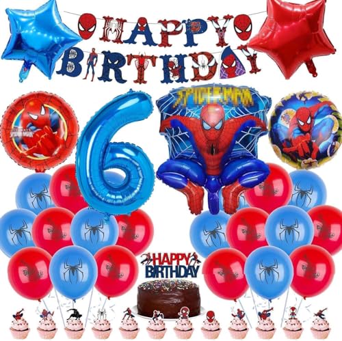 Spiderma Kindergeburtstag Deko,30 Stück Helium Ballons Geburtstag,Mit riesigen 3D-Spiderma-Heldenballons und Zahlenballons,Geburtstagsdeko Für Kinder 6 Jahre Spiderma Kindergeburtstag Deko,30 Stück Helium Ballons Geburtstag,Mit riesigen 3D-Spiderma-Heldenballons und Zahlenballons,Geburtstagsdeko Für Kinder 6 Jahre von Sunshine smile