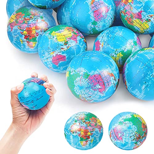 Stressball Weltkugel,12 Stück Knautschball Antistressball,Stress Reliever Balls,Anti Stress Spielzeug Bälle,Antistressball für Kinder,Dekompression Kid Spielzeug,Stressabbau Spielzeug von Sunshine smile
