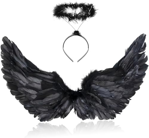 Sunshine smile 105CM Engelsflügel Schwarz mit Heiligenschein,Engel Flügel,Federflügel Engel,Engels Flügel Kostüm,Engel Flügel für Damen und Mädchen,Party Fasching Kostüme Deko,Kostümparty Verkleidung Sunshine smile 105CM Engelsflügel Schwarz mit Heiligenschein,Engel Flügel,Federflügel Engel,Engels Flügel Kostüm,Engel Flügel für Damen und Mädchen,Party Fasching Kostüme Deko,Kostümparty Verkleidung von Sunshine smile