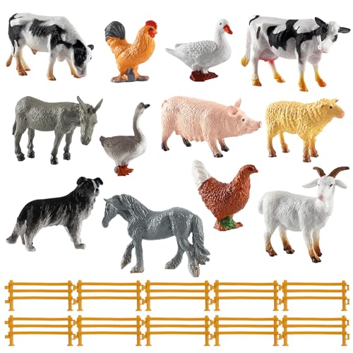 32 Stück Mini Bauernhof Tierfiguren Spielzeug Set,Realistisches Spielzeug Zaun,Kunststoff Bauernhof Farm für Scheune Stall Nutztier, Kuchendeckel Pädagogische Lernspielzeug Miniatur Deko 32 Stück Mini Bauernhof Tierfiguren Spielzeug Set,Realistisches Spielzeug Zaun,Kunststoff Bauernhof Farm für Scheune Stall Nutztier, Kuchendeckel Pädagogische Lernspielzeug Miniatur Deko von Sunshine smile
