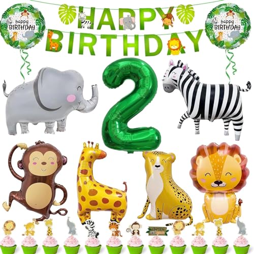 Dschungel Geburtstagsdeko 2. Geburtstag, Safari Tiere Folienballon, Wild Two Deko, Kindergeburtstag für Mädchen Junge Dschungel Geburtstagsdeko 2. Geburtstag, Safari Tiere Folienballon, Wild Two Deko, Kindergeburtstag für Mädchen Junge von Sunshine smile