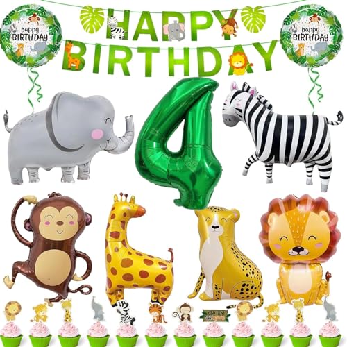 34 Stück Dschungel Geburtstag Dekoration,Safari Tiere Folienballon 4,Dschungel Geburtstagsdeko 4 Jahr,Dschungel Luftballons,Safari Happy Birthday Banner,Dschungel Deko 4 Geburtstag 34 Stück Dschungel Geburtstag Dekoration,Safari Tiere Folienballon 4,Dschungel Geburtstagsdeko 4 Jahr,Dschungel Luftballons,Safari Happy Birthday Banner,Dschungel Deko 4 Geburtstag von Sunshine smile