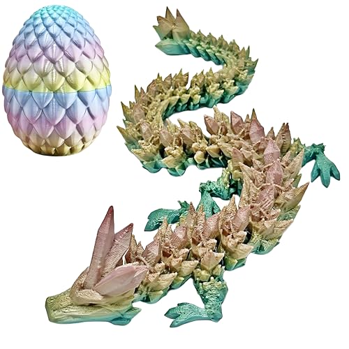 Sunshine smile 3D-Gedruckter Drache (29cm) mit Drachenei,Drachenei mit Drache,3D Gedrucktes Drachenei,Geheimnisvolle Drachen Spielzeug,Drachenfiguren im Drachenei,Beweglicher Drachen Figuren von Sunshine smile