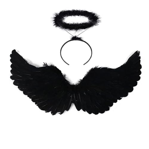 Sunshine smile 60CM Engelsflügel Schwarz mit Heiligenschein,Engel Flügel,Federflügel Engel,Engels Flügel Kostüm,Engel Flügel für Damen und Mädchen,Party Fasching Kostüme Deko,Kostümparty Verkleidung Sunshine smile 60CM Engelsflügel Schwarz mit Heiligenschein,Engel Flügel,Federflügel Engel,Engels Flügel Kostüm,Engel Flügel für Damen und Mädchen,Party Fasching Kostüme Deko,Kostümparty Verkleidung von Sunshine smile