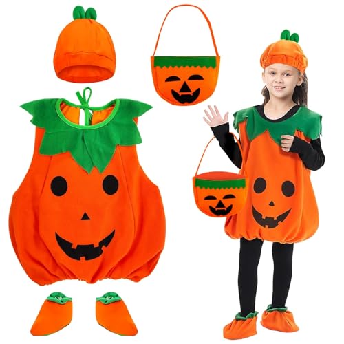 Sunshine smile Baby Kürbis Kostüm Kinder,Halloween Karneval Fasching Kostüme mit Hut,Kinder Kürbis Kostüm Anzug,Halloween Kürbiskostüm,Kürbis Faschingskostüme,Halloween Kostüm Jungen Mädchen von Sunshine smile