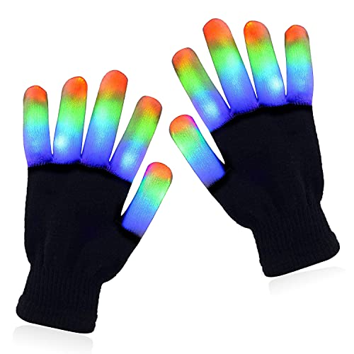 Sunshine smile Blitz Led Handschuhe,Leuchtende Handschuhe,LED Blinkende Handschuhe,LED Handschuhe Kinder,Blinkt Bunte Handschuhe,LED Blitzhandschuhe für Halloween,Weihnacht,Rave Party und Disco Clubs von Sunshine smile