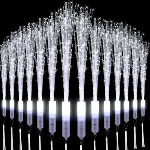 Glasfaser Leuchtstab,12PCS LED Leuchtwedel Weiss,Glasfaserlampe,Leuchtstab Leuchten im Dunkeln,Leuchtstäbe,Hochzeit Glasfaserlampe für Hochzeit Partys Mitgebsel Kindergeburtstag Konzert von Sunshine smile