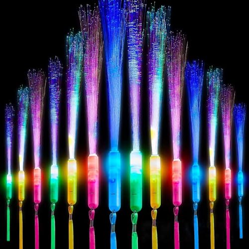 Leuchtstäbe Glasfaser,24 Stück Leuchtwedel Bunt,Leuchtstäbe Partyzubehör,Leuchtwedel Glasfaser Kinder,Bunte LED Leuchtstäbe für Kinder Party,Discos, Konzerte,Weihnachten,Club,Karneval,Hochzeiten von Sunshine smile