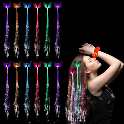 LED Haarschmuck,12 stück LED Blinkendes Haargeflecht,Leuchtender Haarschmuck,Leuchtende Haargummis,Led Leuchtende Haarspangen für Hochzeit,Halloween,Weihnachten Party, Mehrfarbig von Sunshine smile