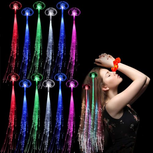 LED Haarschmuck,12 stück LED Blinkendes Haargeflecht,Leuchtender Haarschmuck,Leuchtende Haargummis,Led Leuchtende Haarspangen für Hochzeit,Halloween,Weihnachten Party, Mehrfarbig von Sunshine smile
