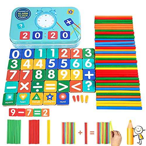 Sunshine smile Montessori Mathe Spielzeug,Mathematisches Spielzeug Holz,Mathe Spielzeug Rechenstäbchen,Zahlenlernspiel, Pädagogisches Mathe-Spielzeug für Kinder 3 4 5 von Sunshine smile