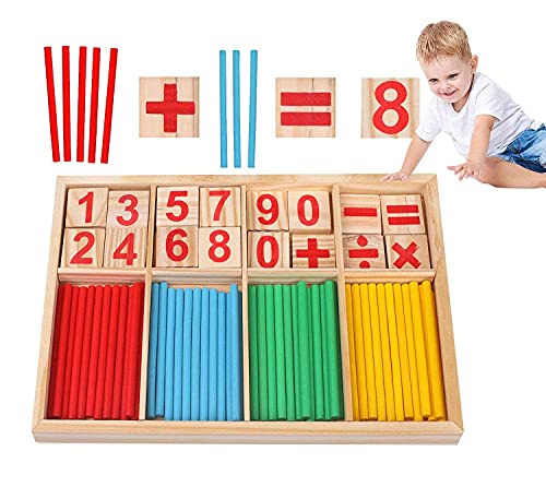 Sunshine smile Montessori Mathe Spielzeug,Mathematisches Spielzeug Holz,Mathe Spielzeug Rechenstäbchen,Zahlenlernspiel, Pädagogisches Mathe-Spielzeug für Kinder 3 4 5 von Sunshine smile