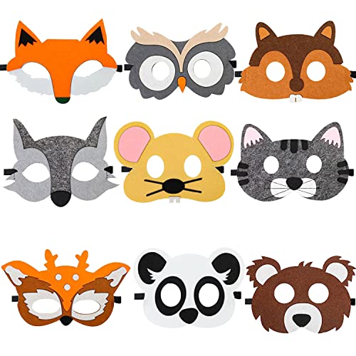 Sunshine smile Tiermasken Für Kinder,Kindermasken Tiere,Tiermasken Zum Ausmalen,Tiermasken Für Kinder Filz,Masken Kinder Geburtstag,Maske Tier,Dschungel Party Deko,Maske Filz Tiere (9pace) von Sunshine smile