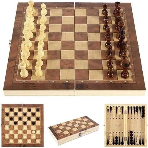  BremToy 4 in 1 Chess Sets-Wooden Chess & Checkers Set