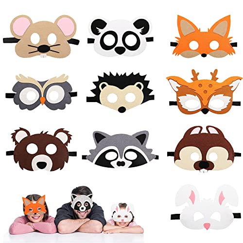 Sunshine smile Tiermasken Für Kinder,Kindermasken Tiere,Tiermasken Zum Ausmalen,Tiermasken Für Kinder Filz,Masken Kinder Geburtstag,Maske Tier,Dschungel Party Deko,Maske Filz Tiere (F) von Sunshine smile