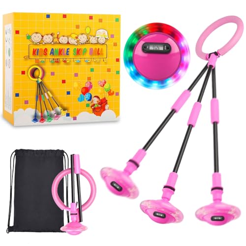 Swing Wheel mit Lichtrad,Springring Fußkreisel Kinder,Swing Wheel mit Zähler,Timer,Kalorienzähler,Blinkt Schaukelball,Faltbarer Flash Jumping Ball Kinder,Blinkender Sprungball,Skip It Ball von Sunshine smile