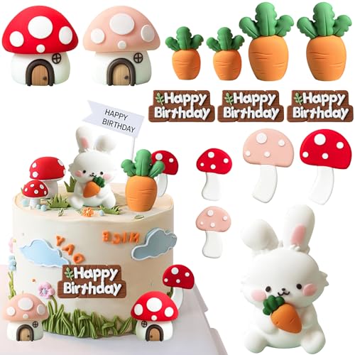 14 Stück Mini Tortendeko Hase Kuchen Deko,Kuchendeko Geburtstag,Kaninchen Geburtstag Deko,Kaninchen Kuchendeko,Dschungel Themed Tortendeko für Party Kinder,Dekoration für Kuchen 3 4 5 6 7 8Jahre von Sunshine smile