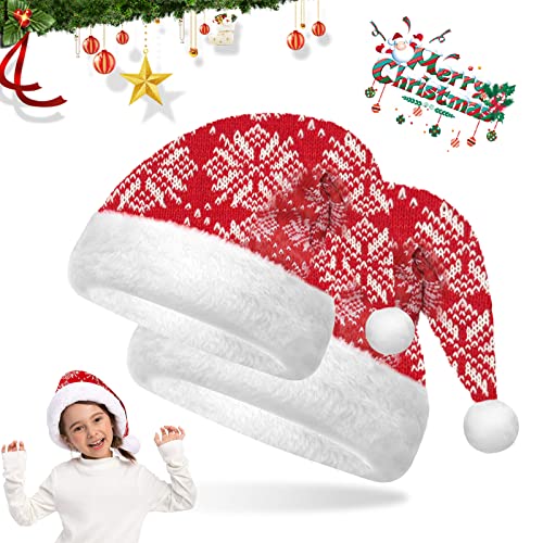 Weihnachtsmütze 2 Stück, Weihnachtsmütze für Erwachsene + Weihnachtsmütze für Kinder, Nikolausmütze, Weihnachten Mütze, Unisex Weihnachten Hüte für Erwachsene und Kinder, Weihnachtsmützen Plüsch von Sunshine smile