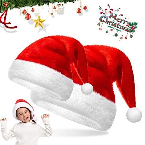 Weihnachtsmütze 2 Stück, Weihnachtsmütze für Erwachsene + Weihnachtsmütze für Kinder, Nikolausmütze, Weihnachten Mütze, Unisex Weihnachten Hüte für Erwachsene und Kinder, Weihnachtsmützen Plüsch von Sunshine smile