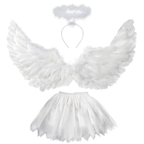 Sunshine smile Weiß Engel Kostüm Erwachsene,3 Stück Weiß Engel Kostüm Damen,80cm Engel Flüge,70-110cm Tüllrock Damen,Engel Flügel Damen,Engelsflügel Erwachsene,Tutu-Rock,Engelsflügel Kinder Sunshine smile Weiß Engel Kostüm Erwachsene,3 Stück Weiß Engel Kostüm Damen,80cm Engel Flüge,70-110cm Tüllrock Damen,Engel Flügel Damen,Engelsflügel Erwachsene,Tutu-Rock,Engelsflügel Kinder von Sunshine smile