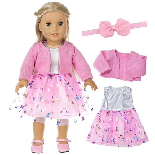 Puppenkleidung für Baby Puppen,Kleidung Outfits für Baby Puppen,Puppe Zubehör für 36-43cm/18inch Baby Puppe Enthält Jacke, Kleid und Haarband-Accessoires Geschenke für Spring Summer Mädchen Jungen von Sunshinestar