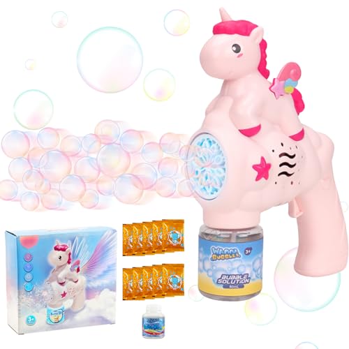 Seifenblasenpistole Kinder, LED-Lich Seifenblasenmaschine Einhornt, Bubble Gun Pistole mit 10 Nachfüllung, Elektrisch Bubble Machine Kids für Mädchen Geschenk Hochzeit Seifenblasenpistole Kinder, LED-Lich Seifenblasenmaschine Einhornt, Bubble Gun Pistole mit 10 Nachfüllung, Elektrisch Bubble Machine Kids für Mädchen Geschenk Hochzeit von Sunshinestar