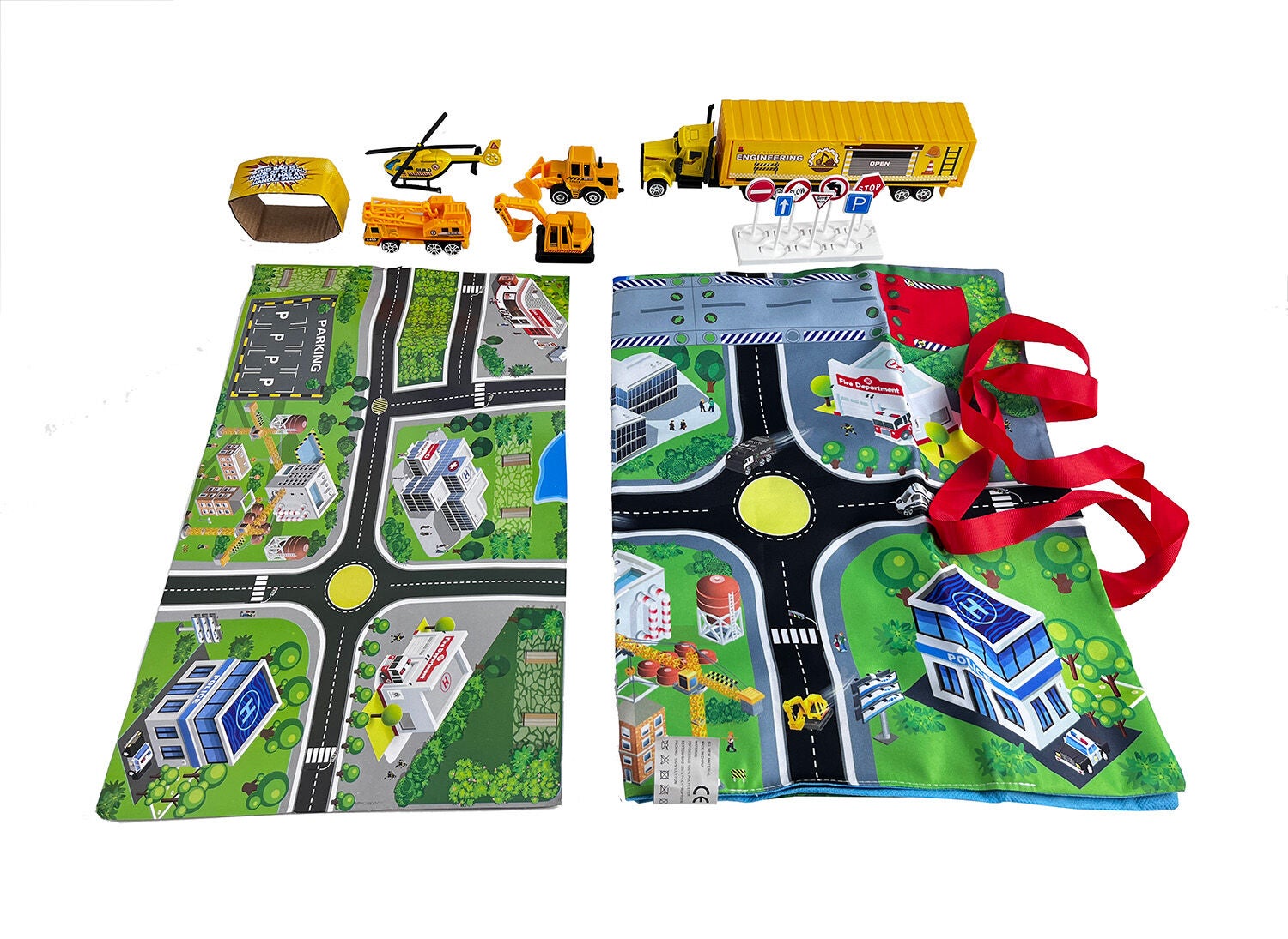 Suntoy Container-Lkw Spielset mit Teppich 14 Teile Arbeitsfahrzeug von Suntoy