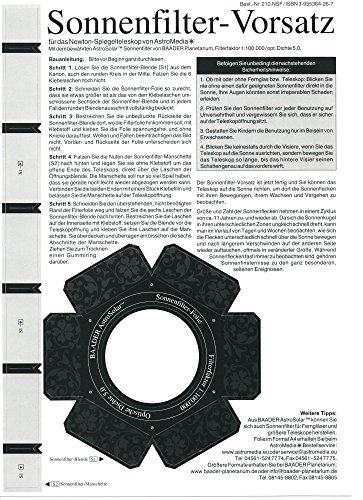 Sonnenfilter Vorsatz für das Newton Spiegelteleskop Sonnenfilter Vorsatz für das Newton Spiegelteleskop von Sunwatch Verlag
