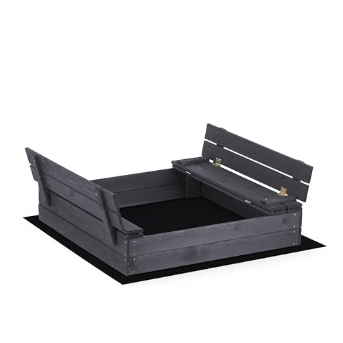 Sandkasten Imprägniert aus Holz Sandbox mit Abdeckung Sitzbänken Deckel Plane Sandkiste Sandkastenvlies von Sunwood