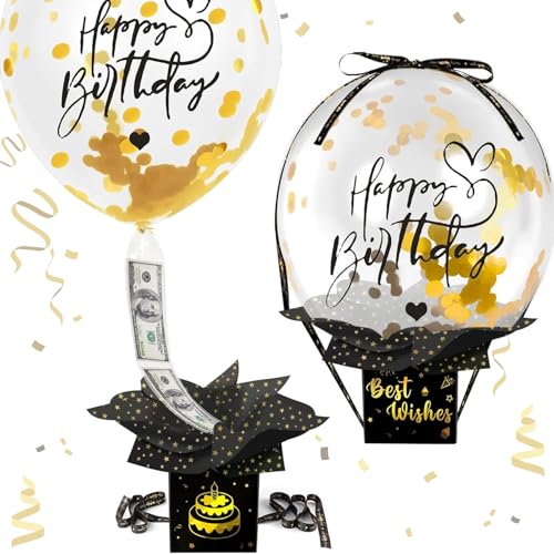 Geldgeschenke Überraschungsbox Mit Luftballons - Verpackung Für Geburtstag, Pull Up Luftballon Geschenk Für Familie Und Freunde (Schwarz) von Sunwuun